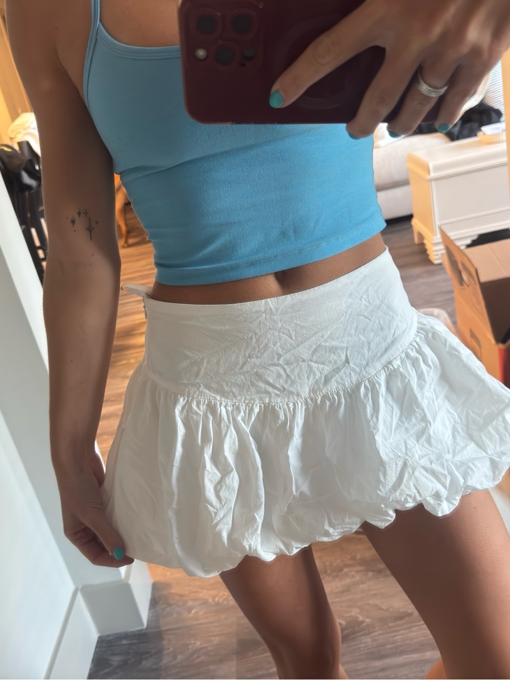 REVOLVE White Bubble Mid-Waist Mini Skirt